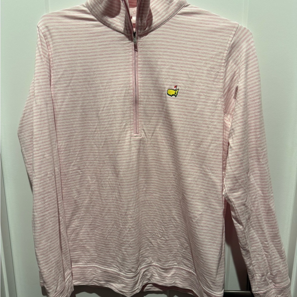 Masters Peter Millar Pink Striped Quarter-Zip